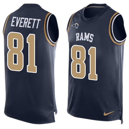 Nike Rams #81 Gerald Everett Navy Blue Team Color Men's Stitched NFL Limited Tank Top Jersey - Click Image to Close